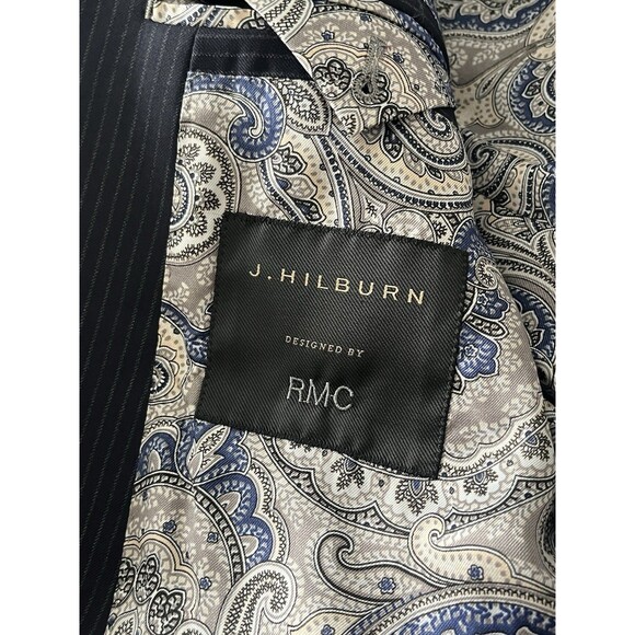 J. Hilburn Vitale Barberis Canonico Wool Mens Blazer Navy Stripe 38R - Picture 10 of 15